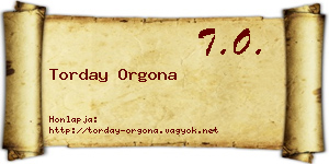 Torday Orgona névjegykártya